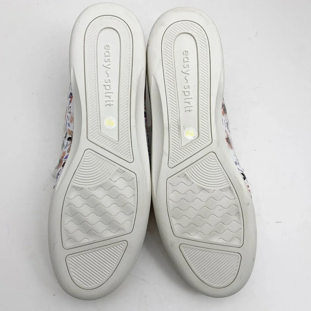 Easy Spirit AP1 White Floral Leather Lace Up Walking Sneakers Womens 11M NWOB